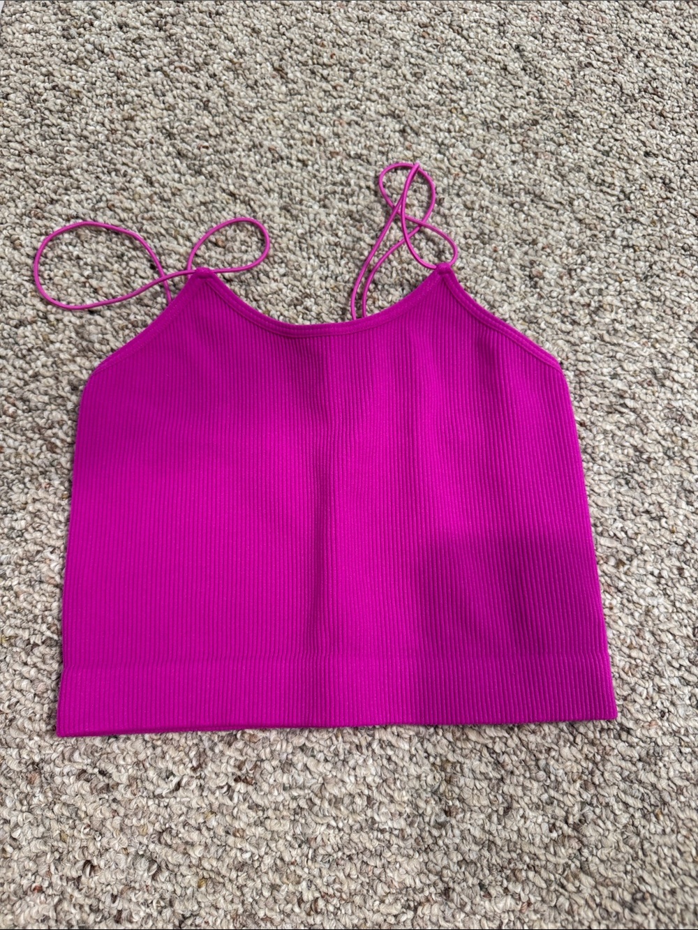 Fuchsia Ribbed Crop Top - Picture 1 of 2
